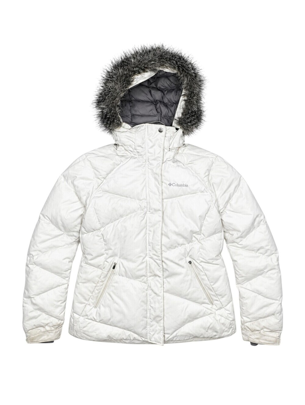 Columbia Women's White Puffer Jacket with Fur Hood